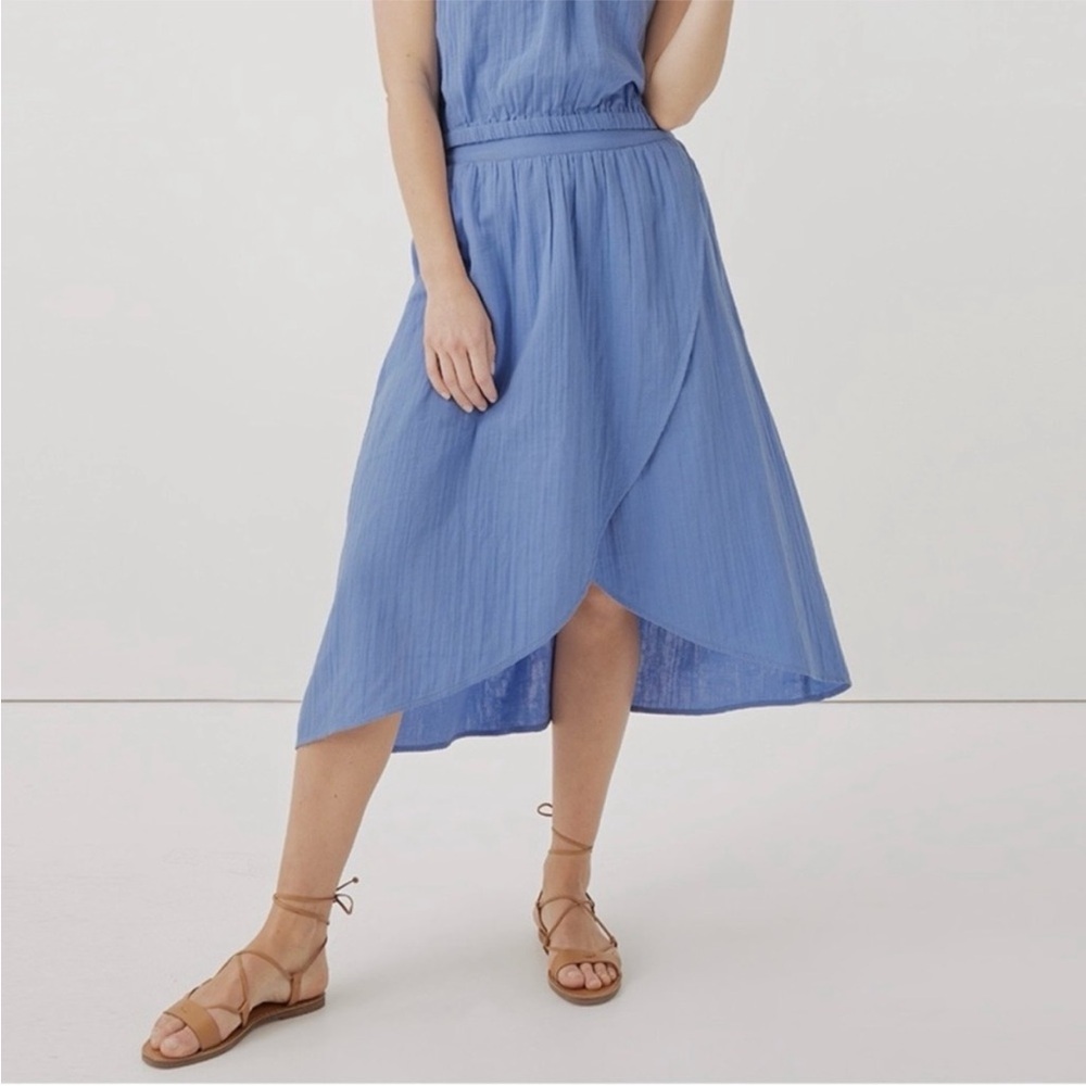 Pact 100% Organic Cotton Wrap Blue Skirt